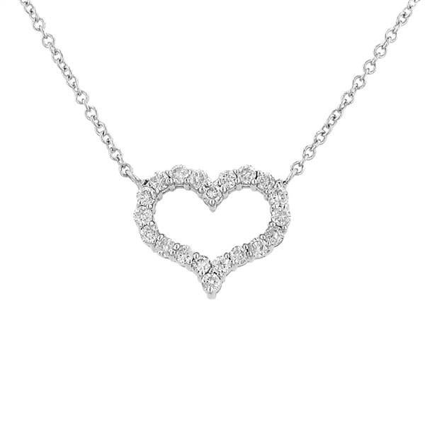 Ladies Shared Prong Diamond Heart Pendant on 18'' Cable Chain – 0.31cttw (I/SI2-3)