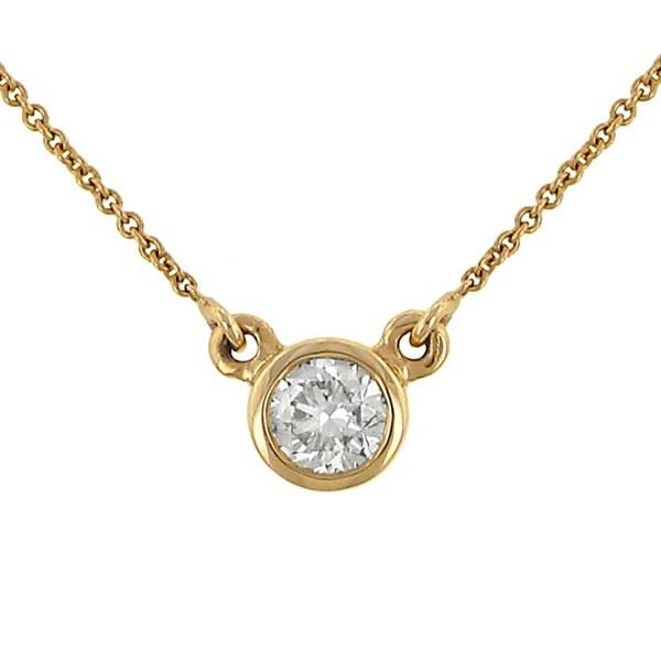 Bezel Set Round Diamond Solitaire Pendant on Cable Chain – 0.31cttw