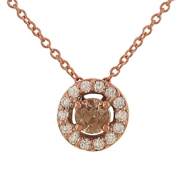 Ladies Fancy Color Diamond Halo Pendant on Cable Chain – 0.34cttw (I1 Clarity)