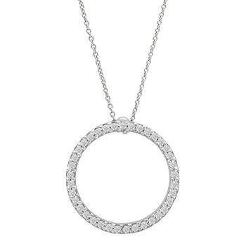 Ladies 14k White Gold Circle of Life Diamond Necklace 1.00cttw