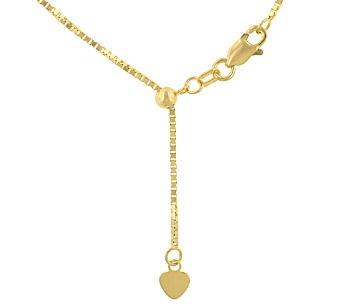 Ladies 14k Yellow Gold Adjustable Box Link Chain Necklace 16–22"
