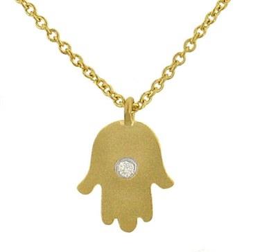 Ladies Hand of Life Pendant Necklace with Round Diamond Accent on Cable Link Chain 0.01cttw