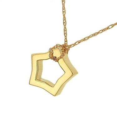 Ladies Hollow Star Pendant Necklace on 18" Cable Chain – 1.10g