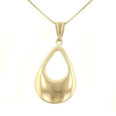 Puffed Teardrop Pendant Necklace on 18" Box Link Chain