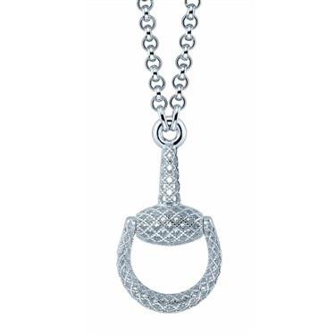 "Gucci" Horsebit Pendant Necklace in Rhodium-Plated Sterling Silver – 21"
