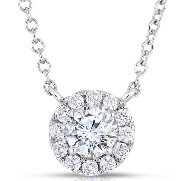 Halo Diamond Round Pendant in 14k White Gold 0.50cttw
