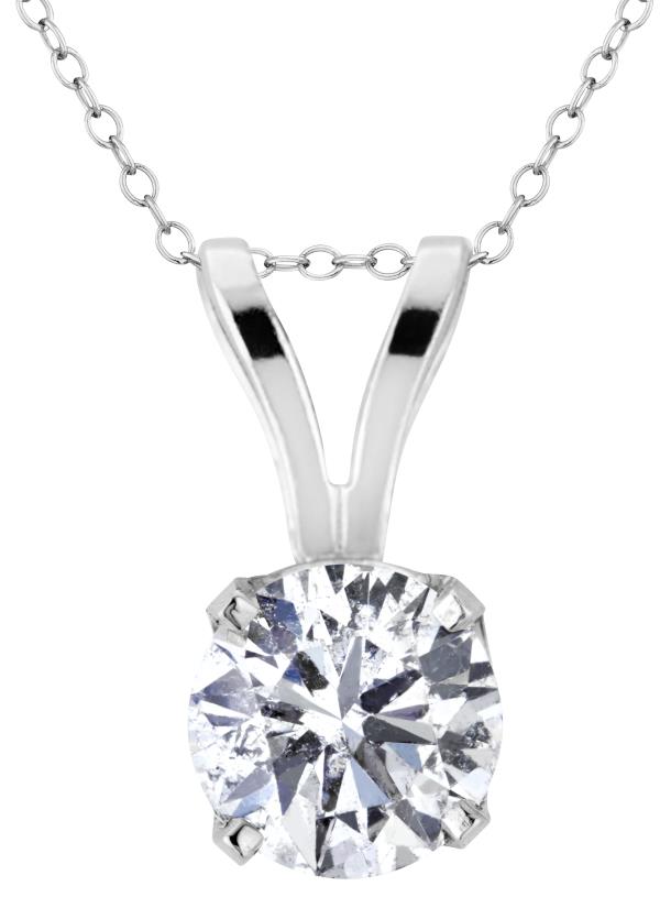 Diamond Pendant in 14k White Gold with Chain 0.10cttw