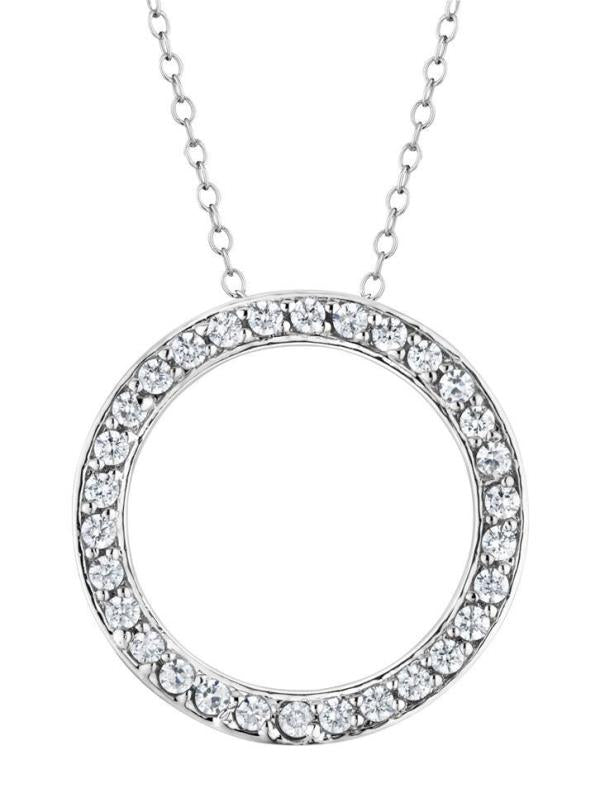Ladies Diamond Circle of Life Pendant in 14k White Gold 0.75cttw