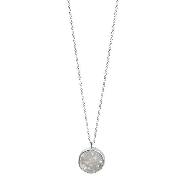 Nina Nguyen Petal White Druzy Pendant in Sterling Silver