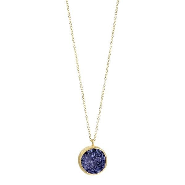 Nina Nguyen Petal Amethyst Druzy Pendant in 22kt Gold and Sterling Silver