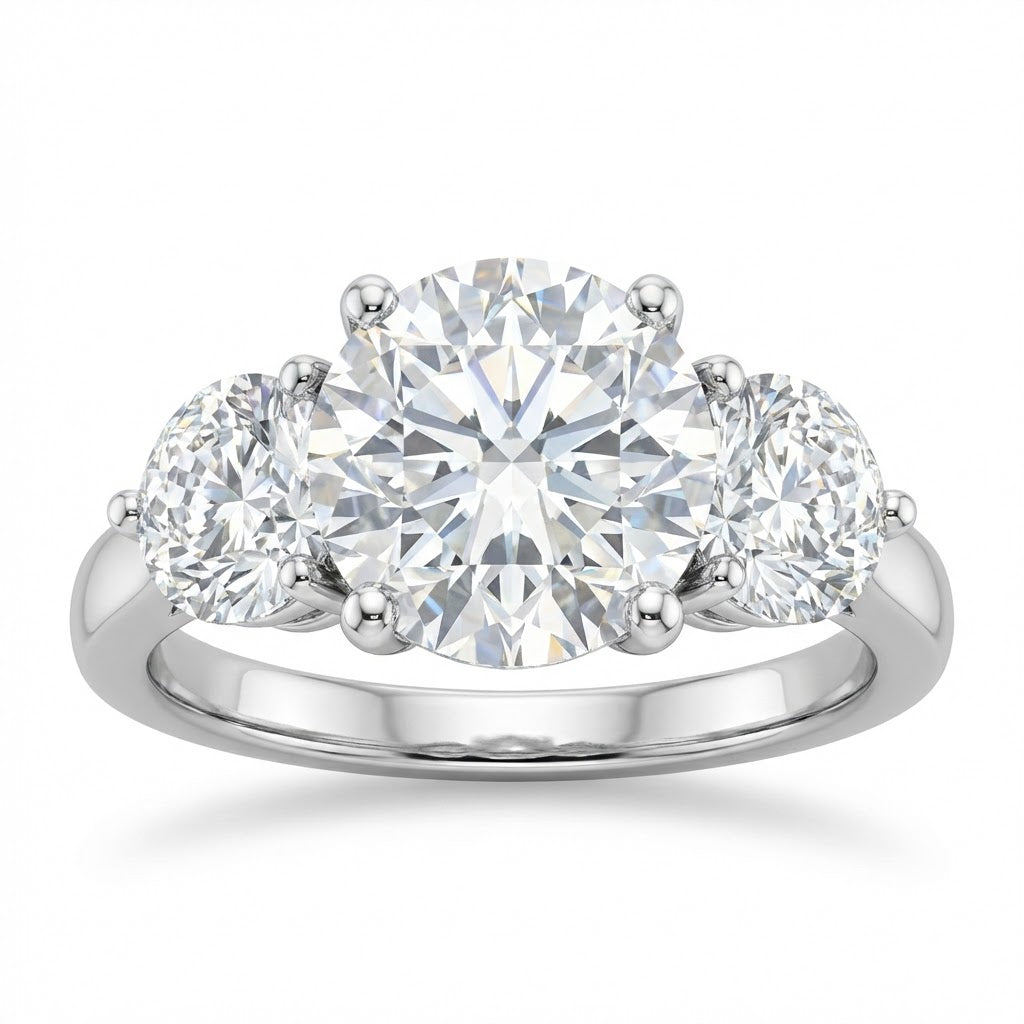 Platinum Ladies’ Three-Stone Round Brilliant Cut Diamond Engagement Ring 3.15cttw