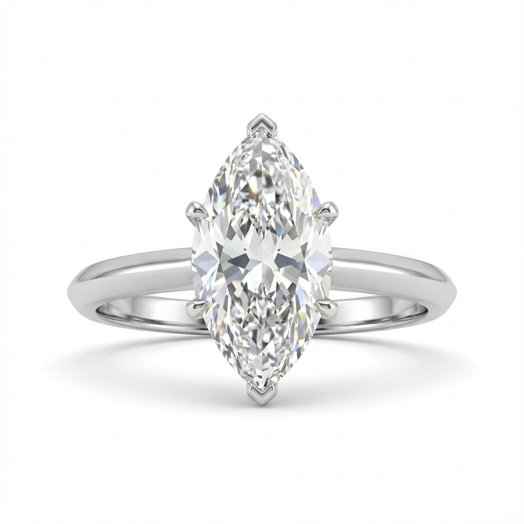 Platinum Marquise Cut Diamond Solitaire Engagement Ring 6.83ct