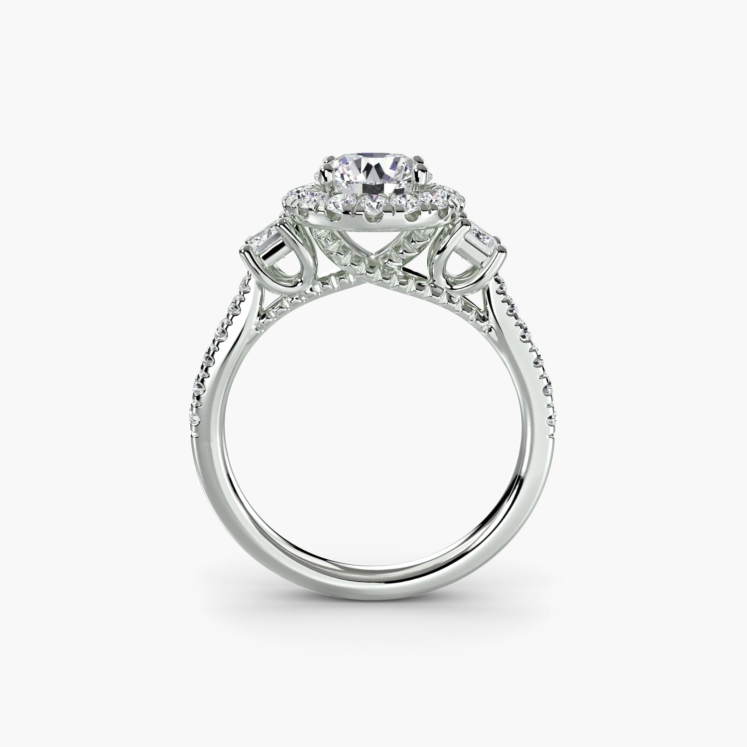 Three-Stone Ring with Halo 2