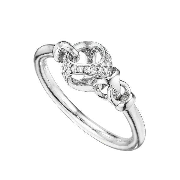 Linked By Love Sterling Silver Plated with Rhodium Fashion Ring with Pave Diamond Accent Diamond .15cttw  ||| 159734