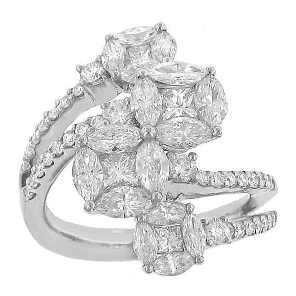 4 Row Bypass Style prong Set Round Diamond Fashion Ring with 4 Graduated Mosaic Center Tips Diamond 2.75cttw G-H/si2  ||| 
