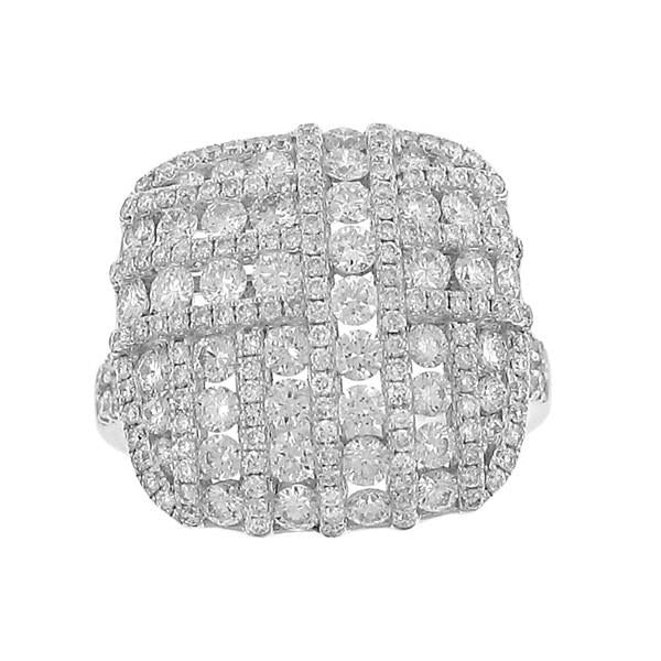Channel and Pave Set Round Diamond Square Shape Woven Fashion Ring with Split Pave Diamond Band Diamond 2.25cttw G-H/si2 ||| 158886