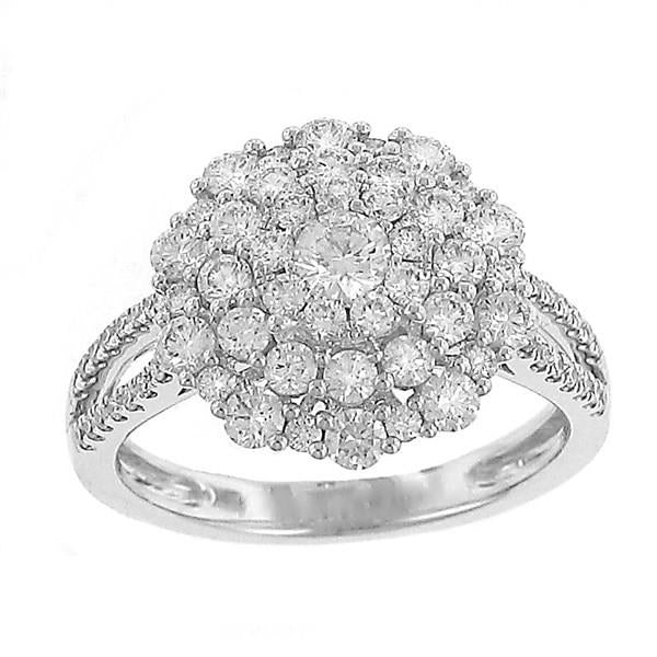 Multi-Row Round Circle Domed Diamond Fashion Ring on Split Pave Diamond Band Diamond 1.33cttw G-H/si2 ||| 