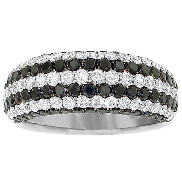 7-Row Alternating Black and White Pave Diamond Fashion Band 2.00cttw