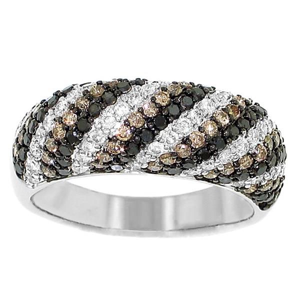 Diagonal Multi-Tone Diamond Domed Fashion Band 1.50cttw