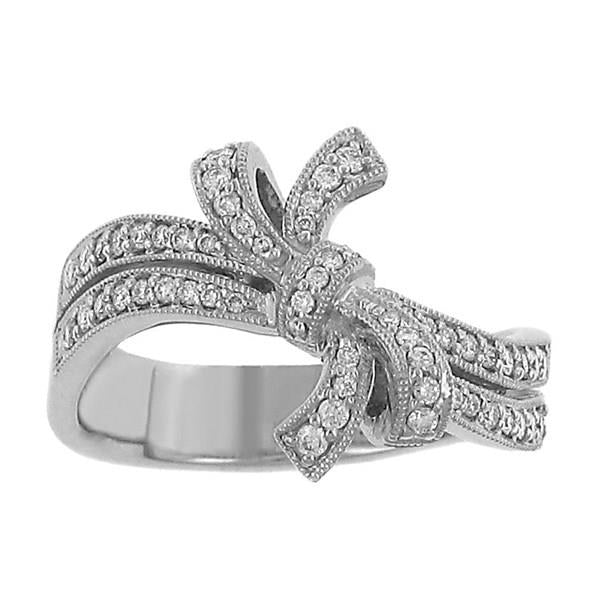 Curved 2 Row Pave Set Round Diamond Ribbon Fashion Ring Diamond .33cttw G-H/si2 ||| 