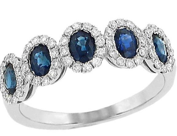 Ladies Halo Design Diamond and Gemstone Fashion Band 1.71cttw