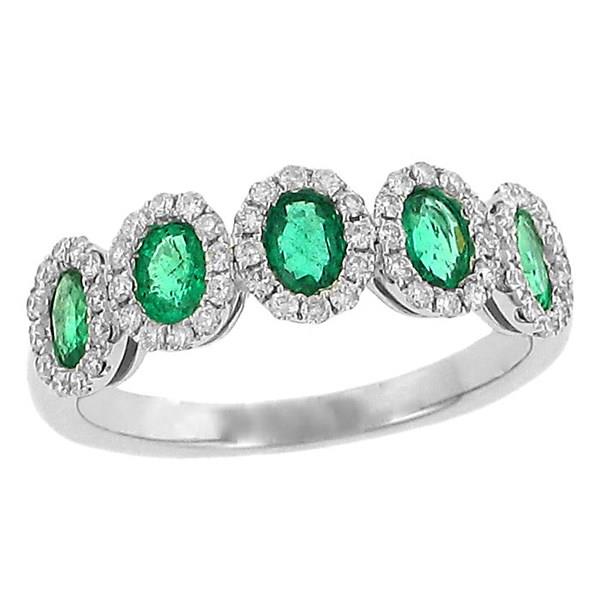 Emerald and Diamond Halo Fashion Band – 1.13cttw