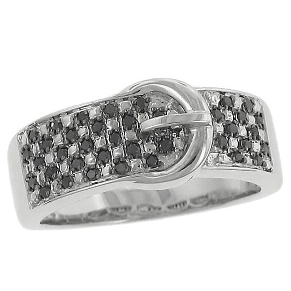 Ladies’ Black Diamond Buckle Fashion Ring