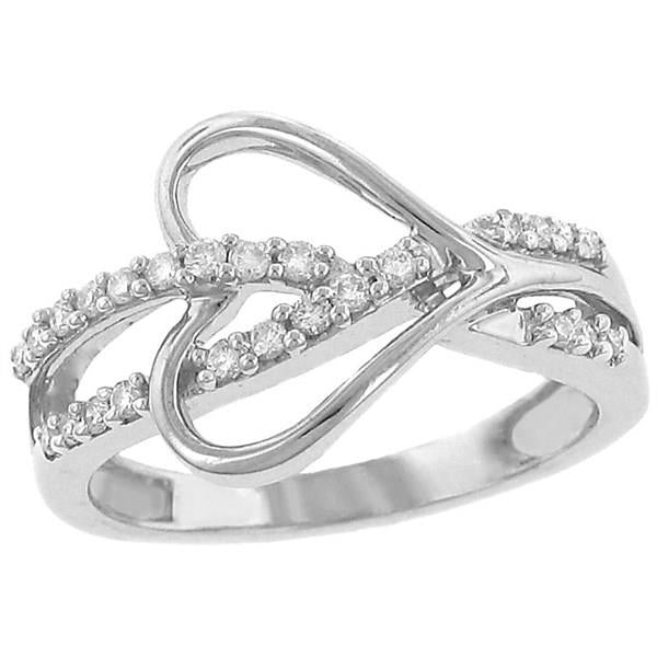 Ladies’ Pavé Diamond Heart Design Interwoven Fashion Ring