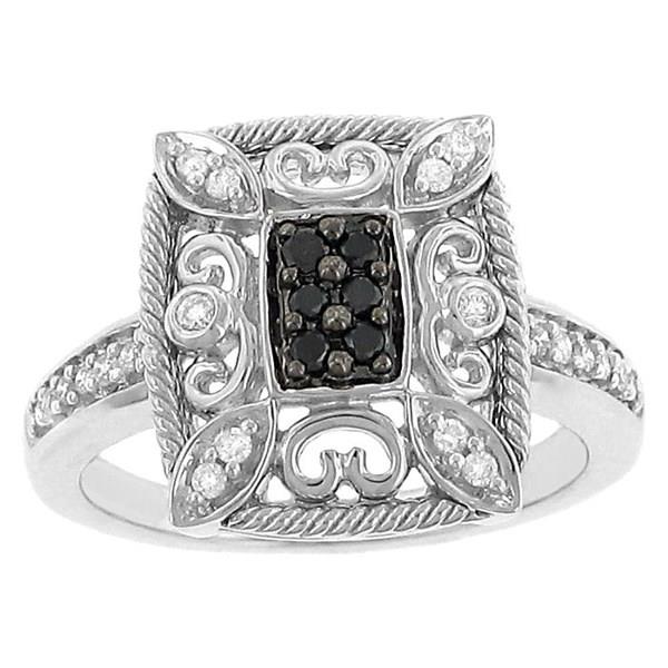 Ladies’ Black and White Diamond Rope Design Ring