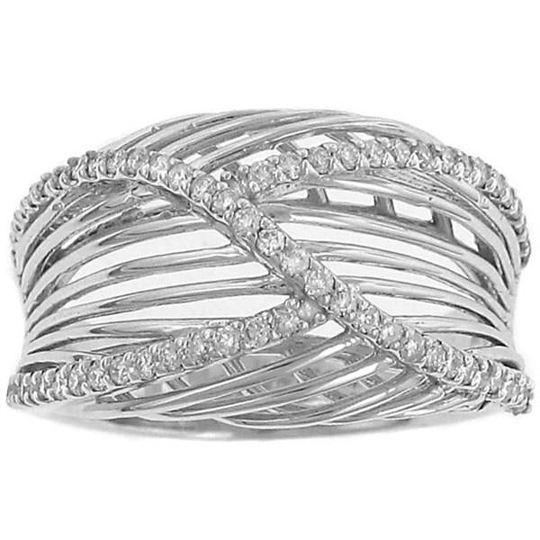 Bypass Style Pave Diamond Fashion Band with Curved Accents – 0.50cttw