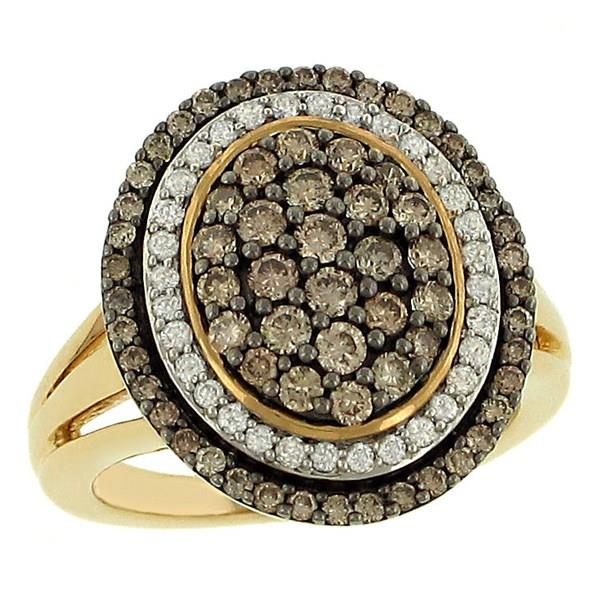 Ladies’ Oval Champagne and White Diamond Fashion Ring
