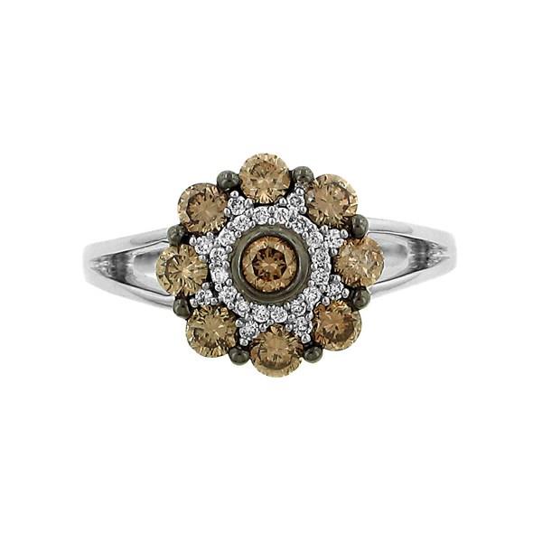 Ladies’ Champagne and White Diamond Fashion Ring