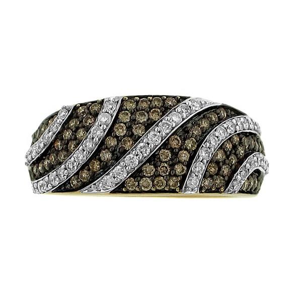 Ladies’ Domed White and Champagne Diamond Fashion Ring