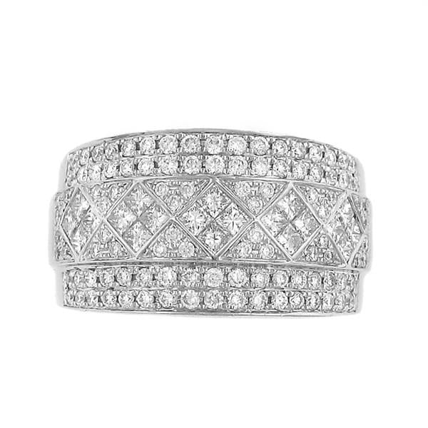 Princess Cut Invisible Set and Pave Diamond Wide Fashion Band – 1.63cttw