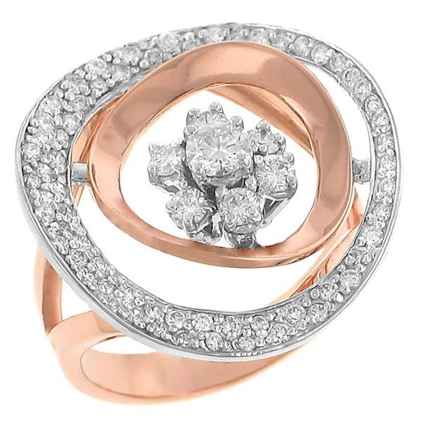 75-Stone Two-Tone Pavé Diamond Flower Design Fashion Ring 0.93cttw