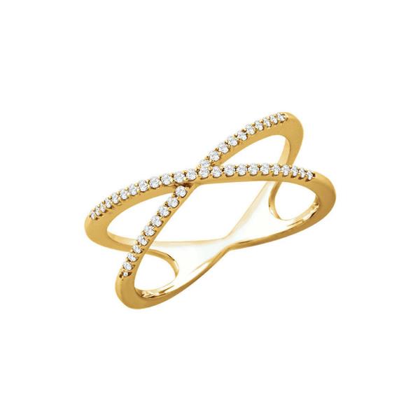 14K Yellow Gold Diamond Criss Cross Ring