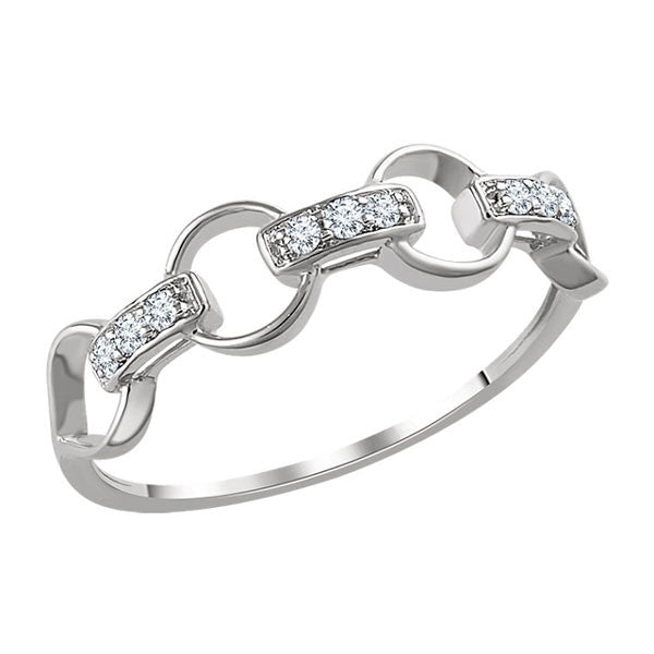 14K White Gold Open Link Diamond Band Ring