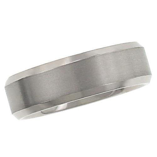 Men’s 7mm Palladium Brushed Wedding Band with Polished Edge