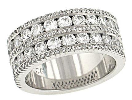 Ladies 18K White Gold Five Row Diamond Eternity Band, Approx. 3.79 cttw