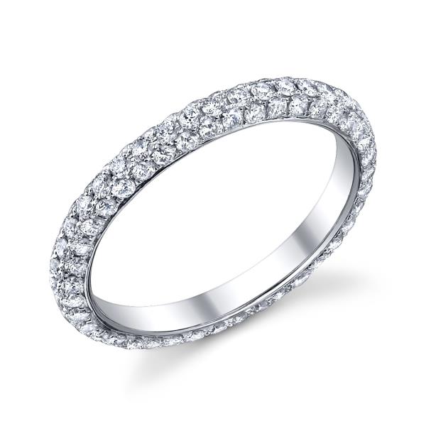 Ladies 14K White Gold Pavé Diamond Eternity Band, Approx. 1.20 cttw