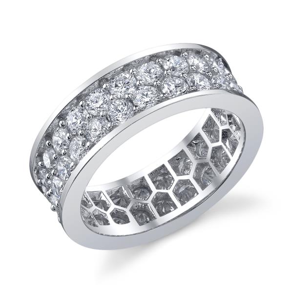 Ladies Platinum Double Row Diamond Eternity Band, Approx. 3.00 cttw
