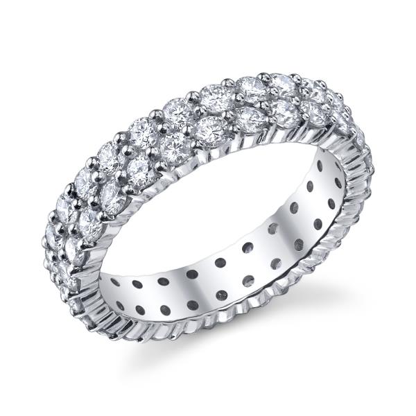 Ladies Platinum Double Row Diamond Eternity Band, Approx. 2.00 cttw