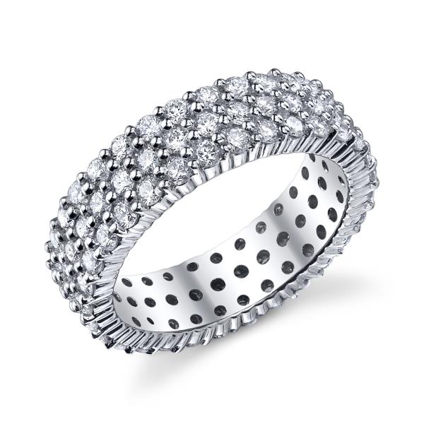 Ladies Platinum Triple Row Diamond Eternity Band, Approx. 2.33 cttw