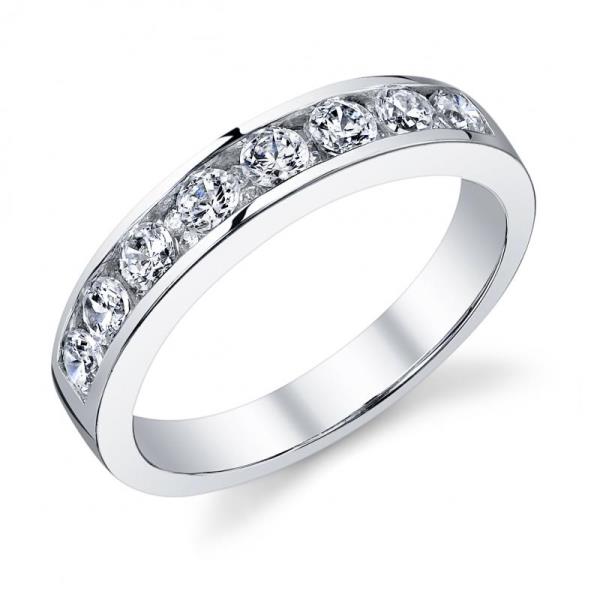 Ladies 18K White Gold Channel Set Diamond Wedding Band, Approx. 0.75 cttw