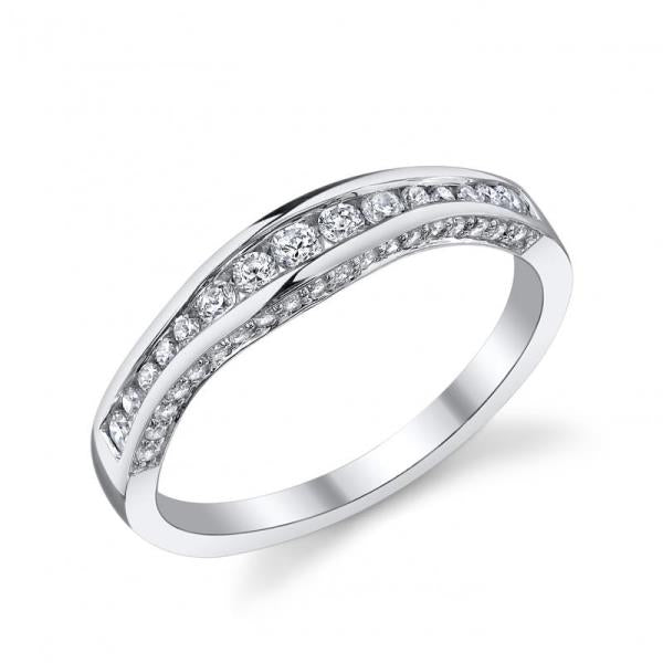 18K White Gold Channel and Prong Set Diamond Wedding Band, Approx. 0.38 cttw