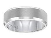 Men's 7mm 14K White Gold Satin Lustre Wedding Band with Polished Beveled Edges