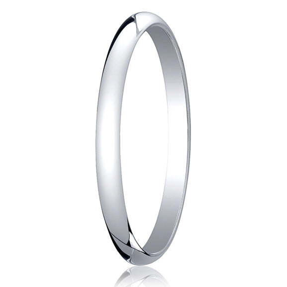 Platinum 3mm Plain Polished Oval Wedding Band – Size 7
