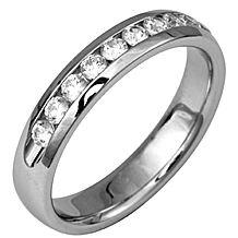 Men’s 10-Stone Round Channel-Set Diamond Wedding Band in 14K White Gold – 0.73 cttw