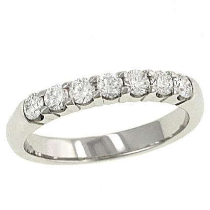 Platinum 7-Stone Prong-Set Diamond Wedding Band with 1.05 cttw