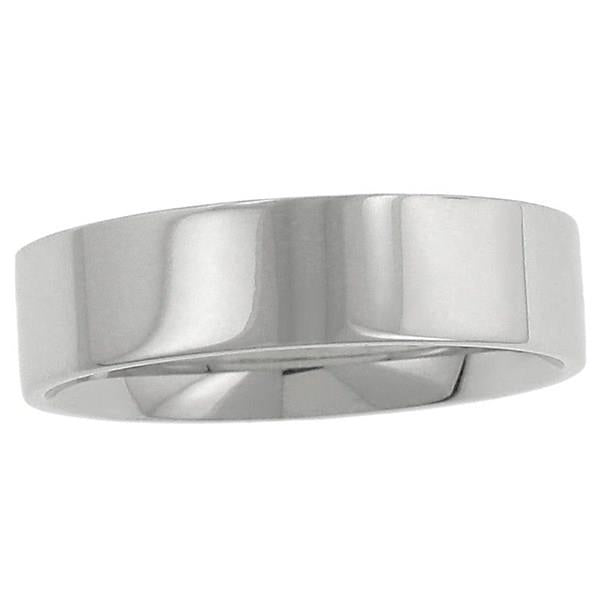 Men’s 6mm Flat Polished Comfort Fit Wedding Band in 14K White Gold – Size 10 Style 